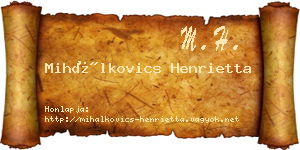 Mihálkovics Henrietta névjegykártya